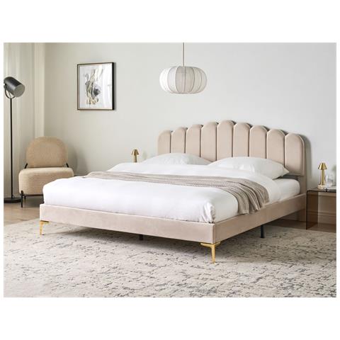 Letto Velluto Sauvian 180 X 200 Cm Beige - Foto 1