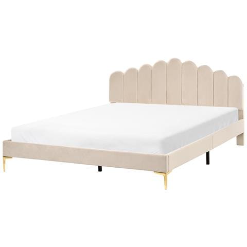 Letto Velluto Sauvian 180 X 200 Cm Beige - Foto 2