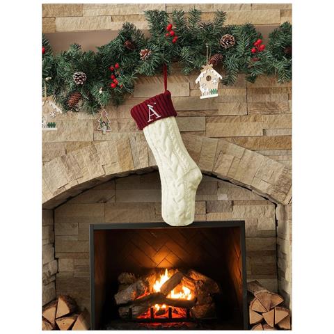 Calza Di Natale Ricamata Personalizzata Con Lettera A - Decorazione Festiva - Foto 2
