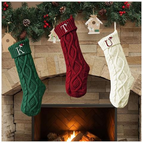 Calza Di Natale Ricamata Personalizzata Con Lettera A - Decorazione Festiva - Foto 6