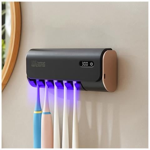 Sterilizzatore Uv Smart Per Spazzolini - Montaggio A Parete Senza Trapano Black - Foto 4