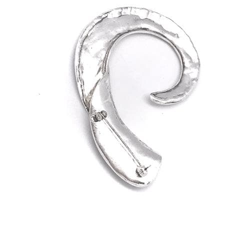 Spilla A Elica Grande In Zama Placcata Argento 9x6cm - Foto 3
