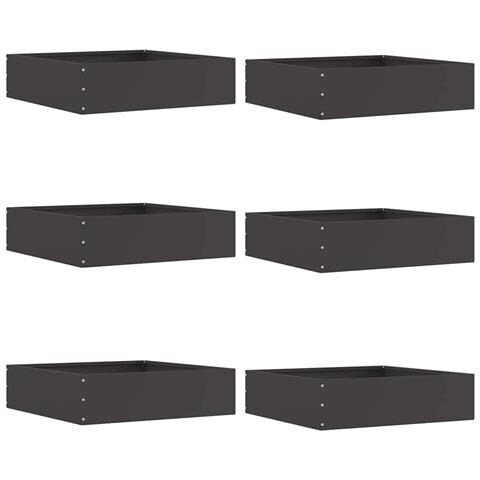 Bordura per Prato 6 pcs Nero 50 x 50 x 13 cm Acciaio - Foto 1