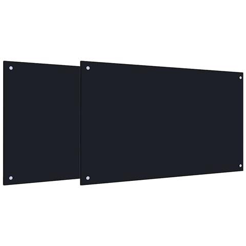 Rivestimento da Cucina 2 pcs Nero 100 x 60 cm vetro temperato - Foto 1