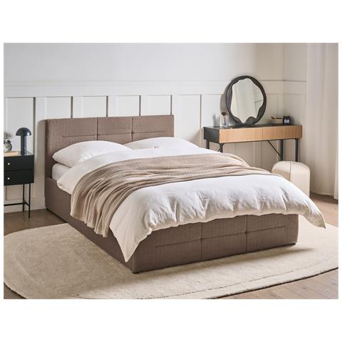 Letto Contenitore Bouclé Massognes 140 X 200 Cm Tortora - Foto 1