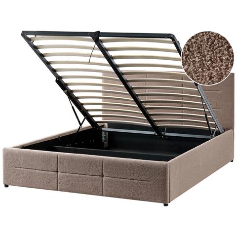 Letto Contenitore Bouclé Massognes 140 X 200 Cm Tortora - Foto 2