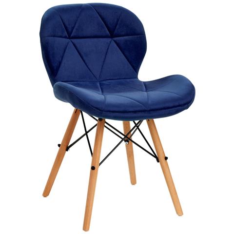Poltrona cosmetica QS-186 in velluto blu navy - Foto 1