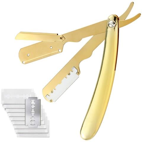 Rasoio Di Sicurezza Manuale In Acciaio Inossidabile Con 10 Lame - Strumento Professionale Per La Rasatura Gold - Foto 1