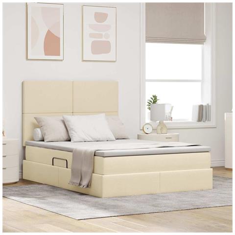 Letto con contenitore e materasso Crema 140 x 190 cm Poliestere - Foto 2