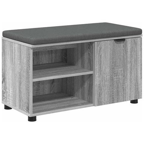 Panca per ingresso con cuscino Sonoma grigia 80 x 38 x 46 cm - Foto 1