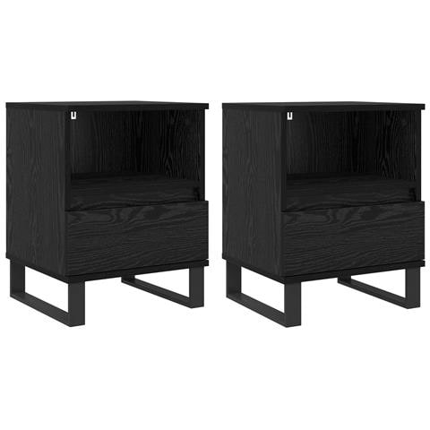 Armadietto per letto con cassetto Rovere Nero 40 x 35 x 50 cm - Foto 1
