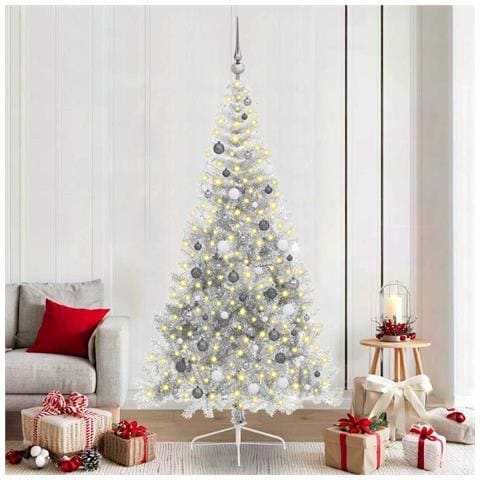 Albero di Natale artificiale con luci integrate Argento 210 cm - Foto 2