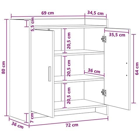 Credenza Bianco 72 x 36 x 80 cm Legno ingegnerizzato - Foto 9