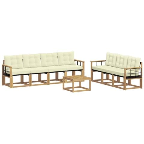 Set di divani da esterno con cuscino 8 pcs Bianco e Crema - Foto 1