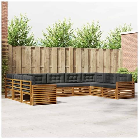 Set di divani da esterno con cuscino 9 pcs Naturale e Antracite - Foto 2