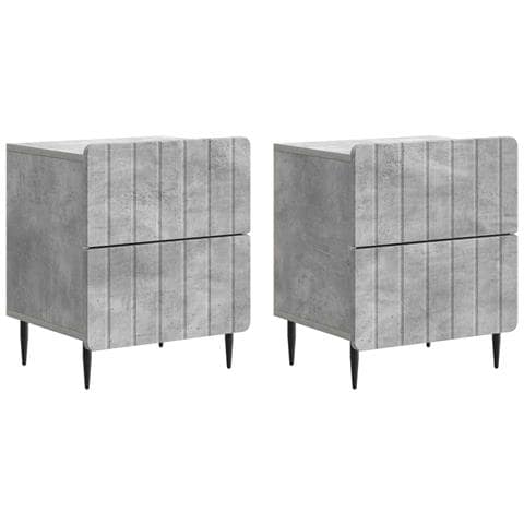 Armadio da Notte 2 pcs Grigio Cemento 43 x 34,5 x 49,5 cm - Foto 1