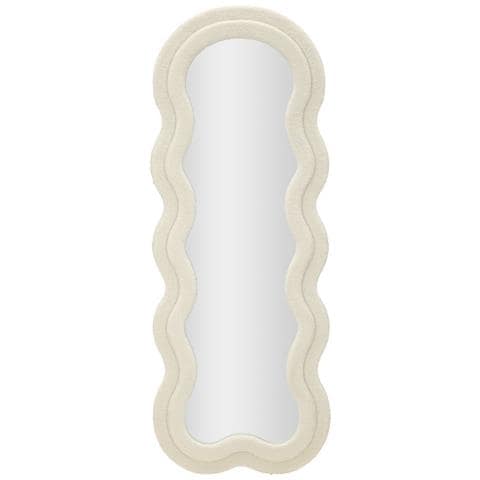 Specchio Da Parete Teddy Wavy In Bouclé Crema 67x166 Cm - Foto 1