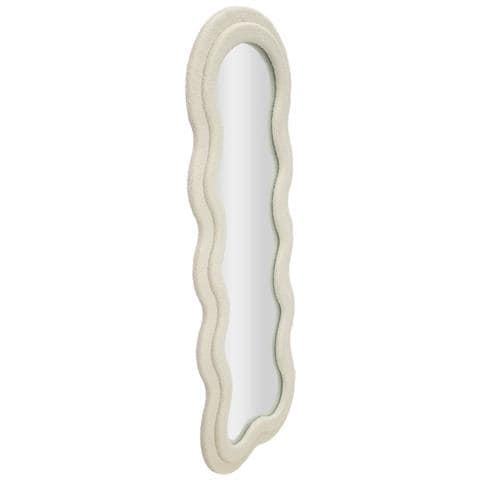 Specchio Da Parete Teddy Wavy In Bouclé Crema 67x166 Cm - Foto 2