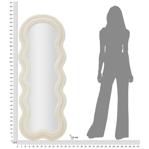 Specchio Da Parete Teddy Wavy In Bouclé Crema 67x166 Cm - Foto 8