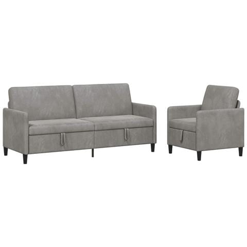 Set di Divani con Storage 2 pz Grigio Chiaro Poliestere - Foto 1