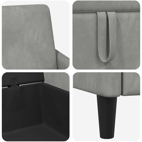 Set di Divani con Storage 2 pz Grigio Chiaro Poliestere - Foto 9