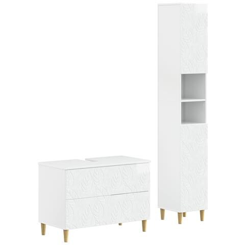 Set di Armadi da Bagno da 2 Pezzi DELFT Bianco Lucido - Foto 1