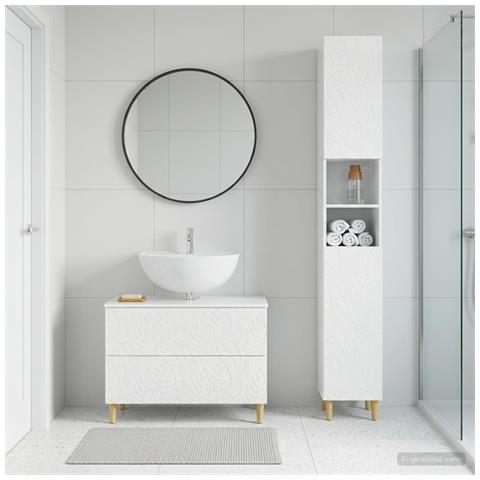 Set di Armadi da Bagno da 2 Pezzi DELFT Bianco Lucido - Foto 2