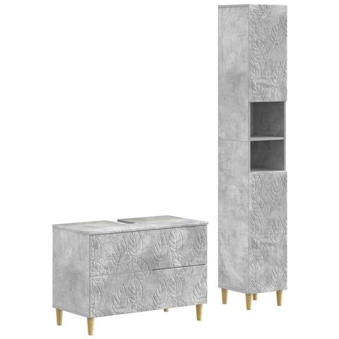 Set di Armadi da Bagno da 2 Pezzi DELFT Grigio Cemento - Foto 1