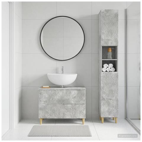Set di Armadi da Bagno da 2 Pezzi DELFT Grigio Cemento - Foto 2