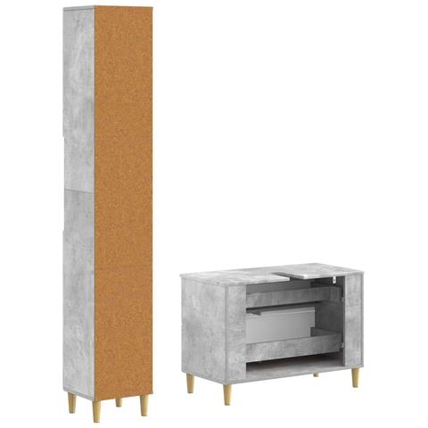 Set di Armadi da Bagno da 2 Pezzi DELFT Grigio Cemento - Foto 8