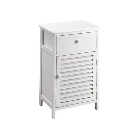 Mobiletto In Legno Di Paulownia Bianco A Tre Scomparti - Foto 1