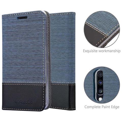 Custodia Compatibile Con Samsung Galaxy A70 In Blu Scuro Nero - Coperchio Protettiva Con Chiusura Magnetica, Funzione Stand E Tasca Per Le Carte - Foto 8