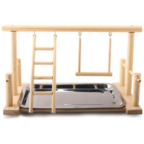 Wokex - Supporto Da Gioco In Legno E Supporto Da Addestramento Per Pappagalli In Acciaio Inossidabile Giocattolo Confortevole P 8330056873245 - 2