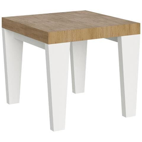 Tavolo Allungabile 90x90/246 Cm Spimbo Mix Piano Bianco Frassino - Gambe Noce - Quercia Natura /bianco Frassino - Foto 5