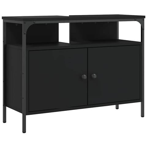 Mobile Lavabo Bagno Nero 60x30x60 Cm In Legno Multistrato - Foto 1