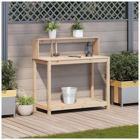 Tavolo Invaso Con Ripiani 108x50x109,5 Cm Legno Massello Pino - Foto 3