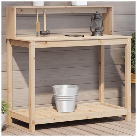Tavolo Invaso Con Ripiani 108x50x109,5 Cm Legno Massello Pino - Foto 1