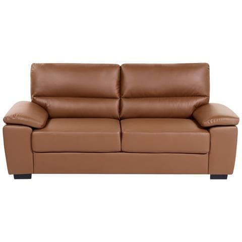 Divano 3 Posti Vogar Pelle Sintetica Marrone Dorato - Foto 2