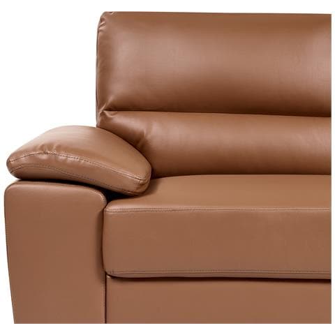 Divano 3 Posti Vogar Pelle Sintetica Marrone Dorato - Foto 7