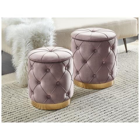 Set Di 2 Pouf Contenitore Pueblo Velluto Tortora - Foto 1