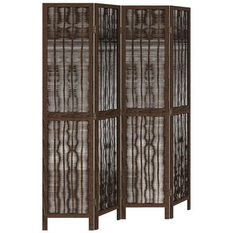 Divisorio Ambienti 4 Pannelli Marrone Scuro Massello Paulownia - Foto 2