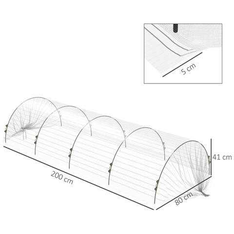 Telo Di Copertura Piante A Rete Con Archetti Flessibili E Clip Di Fissaggio, Bianco - Foto 2