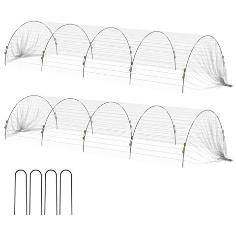 Telo Di Copertura Piante A Rete Con Archetti Flessibili E Clip Di Fissaggio, Bianco - Foto 1