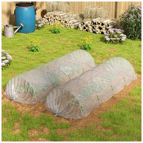 Telo Di Copertura Piante A Rete Con Archetti Flessibili E Clip Di Fissaggio, Bianco - Foto 6