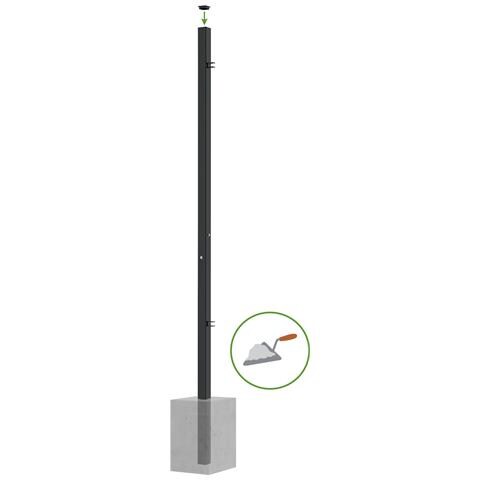 Set 2 Pali In Ferro Dario 6x6cm H. 270cm Nero Opaco - Foto 2