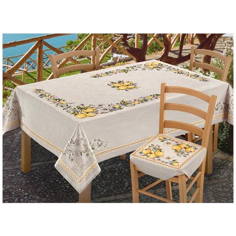 Tovaglia Copritavolo Tavola Fantasia Estate Disegno Limoni Estiva Made Italy 140x140 Limoni - Foto 1