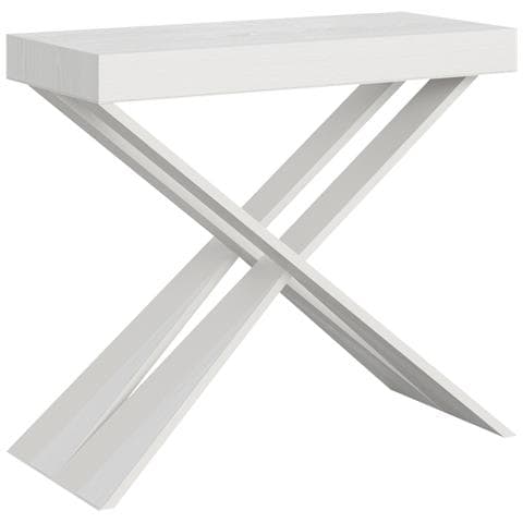 Consolle Allungabile 90x40/196 Cm Diago Small Bianco Frassino Telaio Bianco - Foto 1