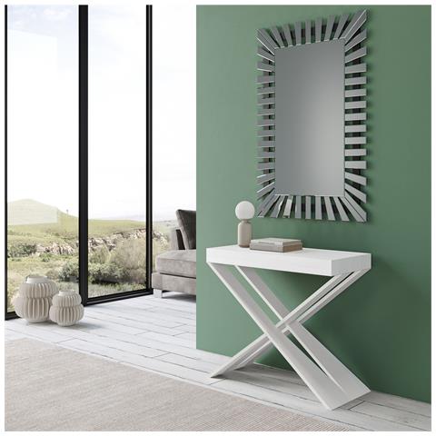 Consolle Allungabile 90x40/196 Cm Diago Small Bianco Frassino Telaio Bianco - Foto 5