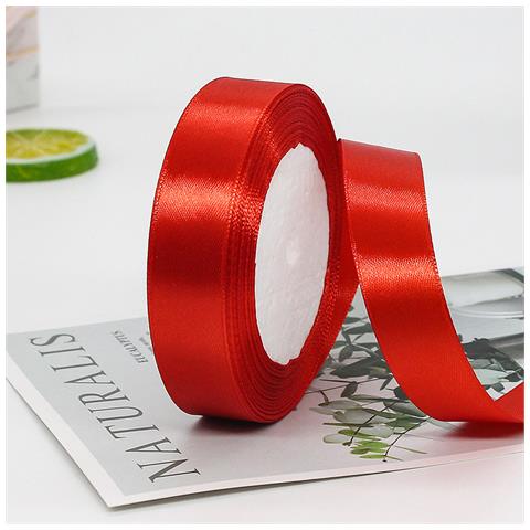 Nastro Di Raso Rosso - Confezione Regalo Festiva E Nastro Per Artigianato  M - Foto 1