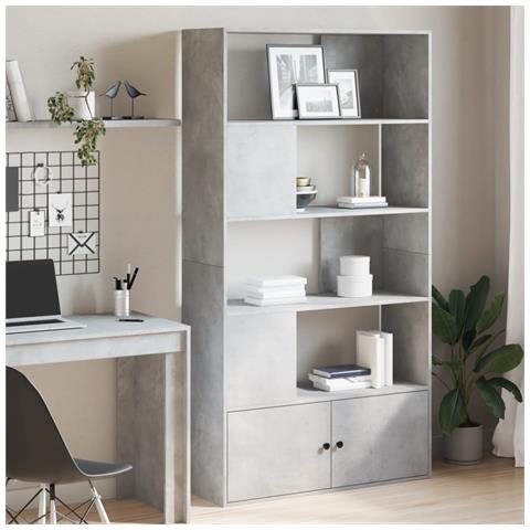 Libreria Grigio Cemento 100x36x189 Cm In Legno Multistrato - Foto 1